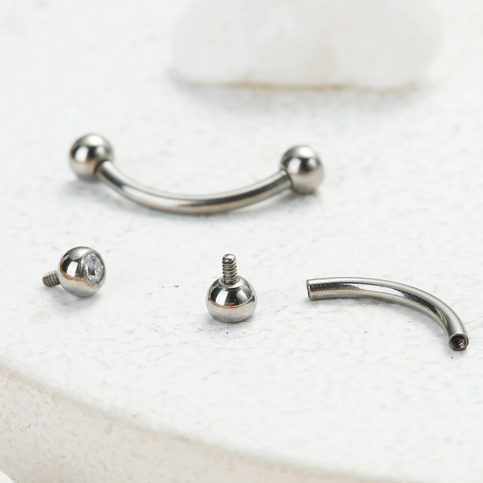 Brow Bone Nose Piercing Belly Button Rings Curved  G23 Titanium Internally 16G 5/16 Inch 3mm  CZ Etite Navel Piercing