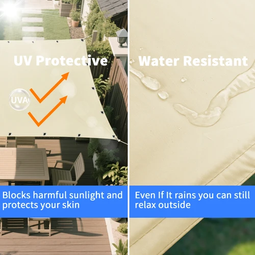 Imagen 2 del producto Vela grande para sombra de sol, tela impermeable de 2x3/3x4/4x5M para exteriores, jardín, Patio, 95% bloque UV, dosel para fiesta, piscina, toldo para campamento, refugio