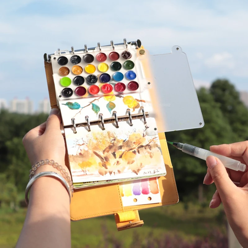 A6A7 Loose-leaf  Notebook  Imitation Cowhide Notepad DIY Manual Ledger Art Students Outdoor Sketch Painting Portable Manual