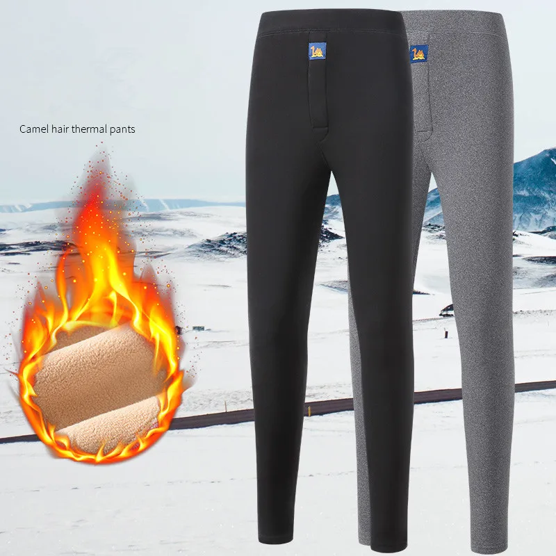 Winter Thickened Men's Thermal Underwear Pants Fleece-Lined Warm Protection Waist Elastic Underpants Sleepwear Thermo Leggings