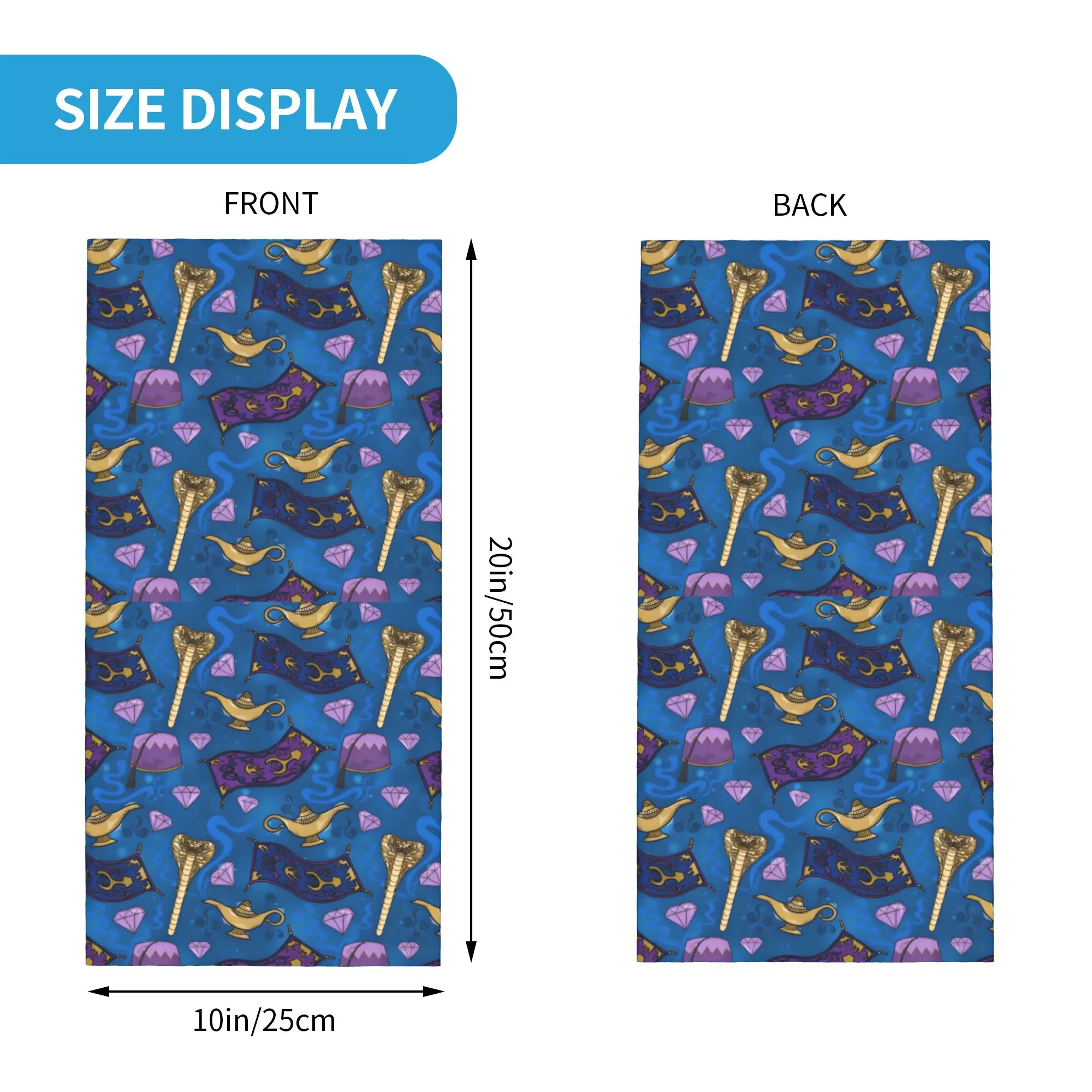 Custom Retro Genie Lamp Winter Headband Neck Warmer Women Men Hiking Running Tube Scarf A-Aladdin Movie Face Bandana Gaiter