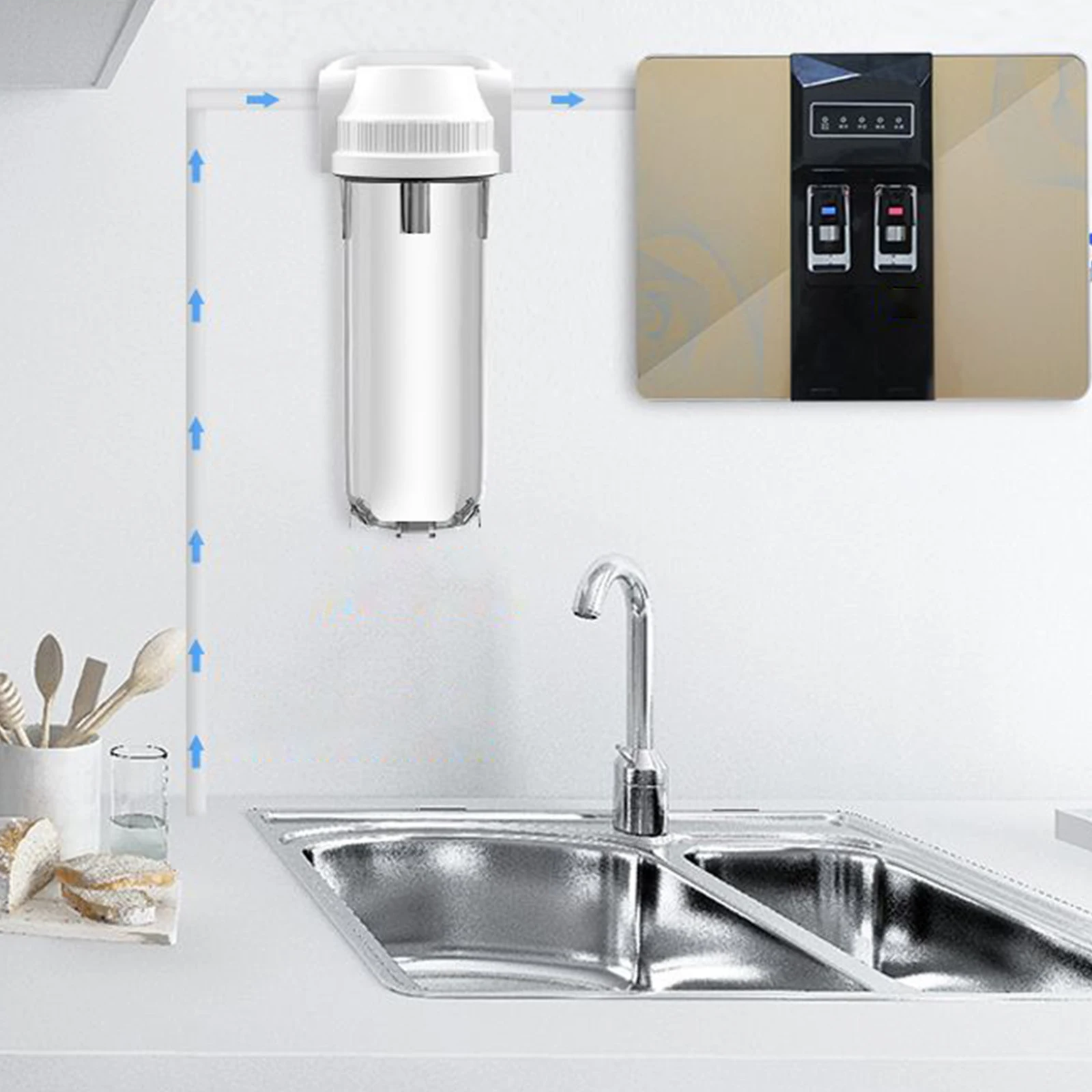 10 인치 증거 병 필터, 주방 정수기 용 교체 가능한 투명 PET 워터 필터 가전 액세서리