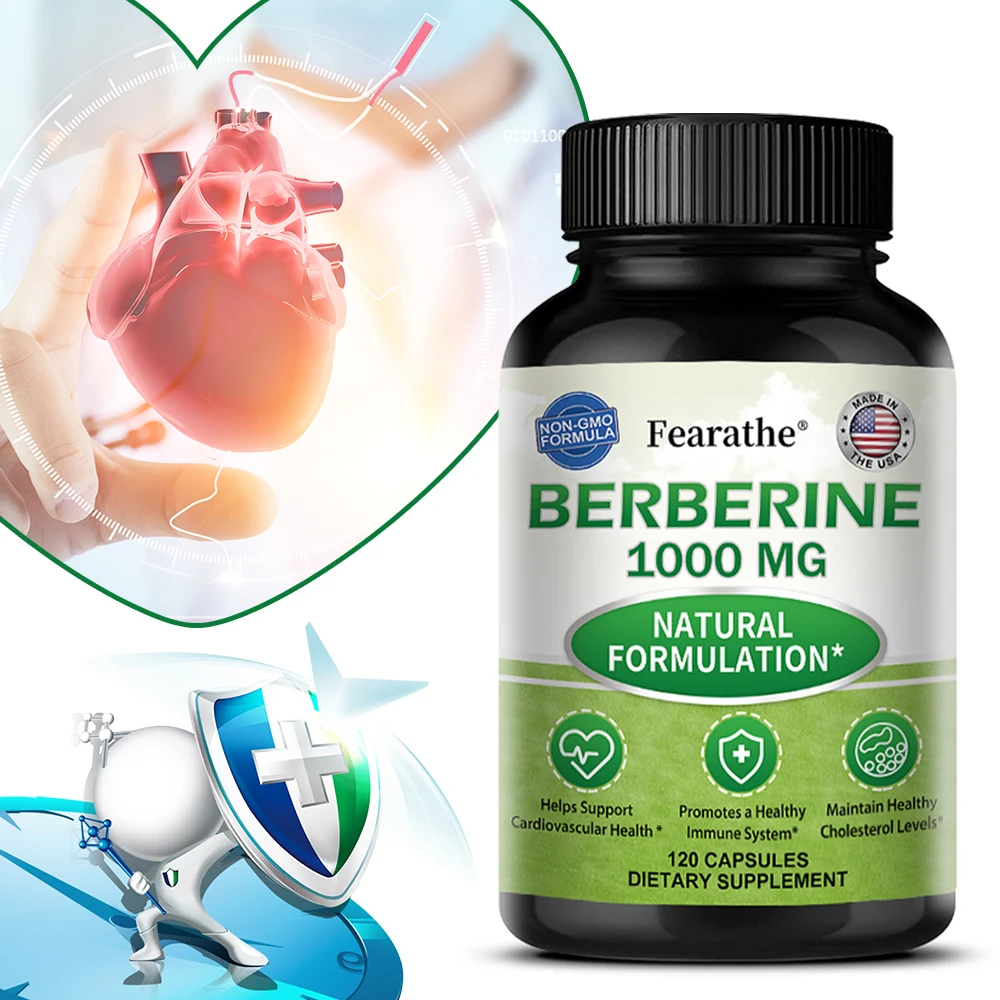 Berberine 1000 Mg - Natural Plant Supplement, Helps Heart Health, Immune System, Healthy Gastrointestinal Tract, Cholesterol