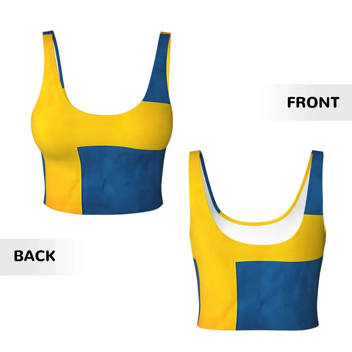 Custom Sweden Swedish Flag Women Sports Vest Bra Gym Workout High Impact Yoga Crop Tank Tops