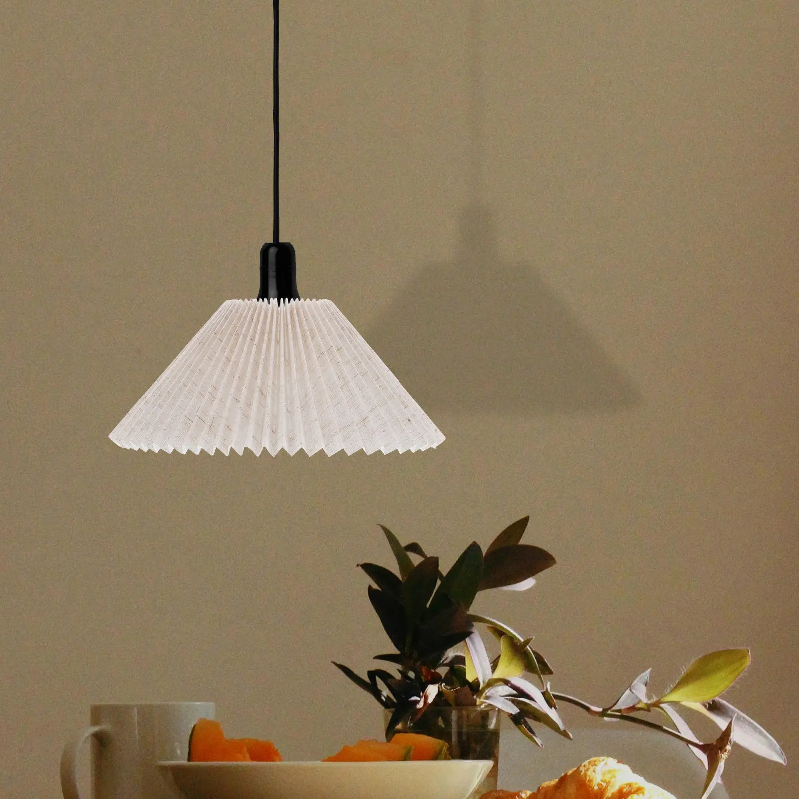 Pleated Fabric Lamp Shade Beige Replacement Decorative Bell Cover for Table Floor Lamps Bedroom Living Room Nightstand Small