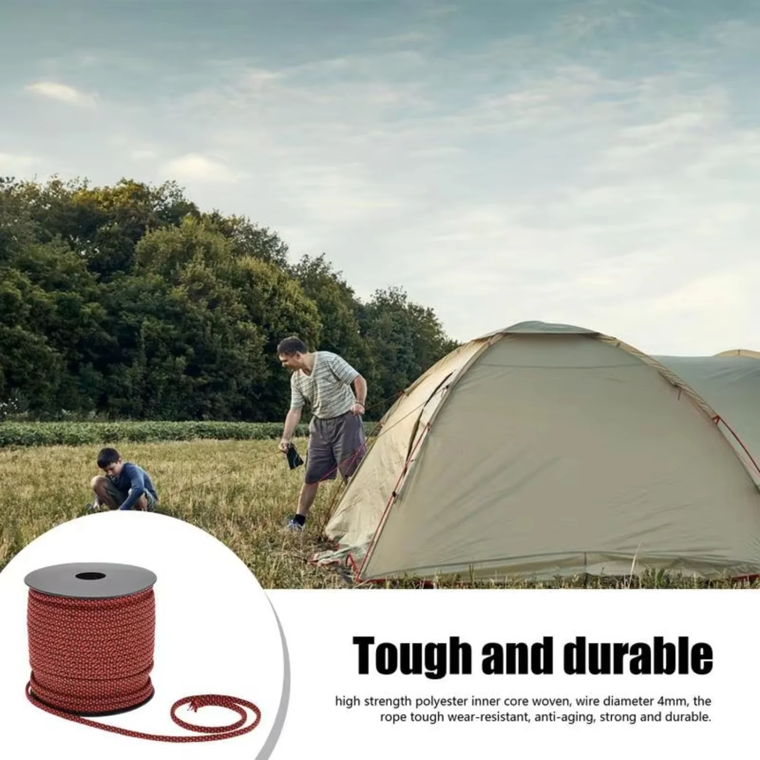 

Paracord Rope Hiking Outdoor Multipurpose 50M Paracord Portable Paracord Rope Tents Canopies Wear-Resistant Parachute