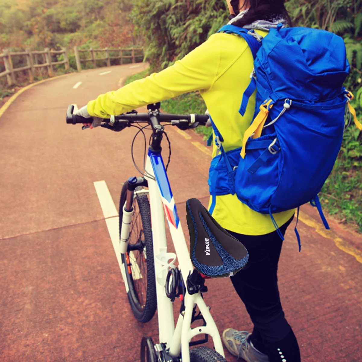 3D Anti-Skid Silicone Saddle Cover Comfortable Cycling Seat Cushion for Road Bike Blue Bike Saddle Seat Pad