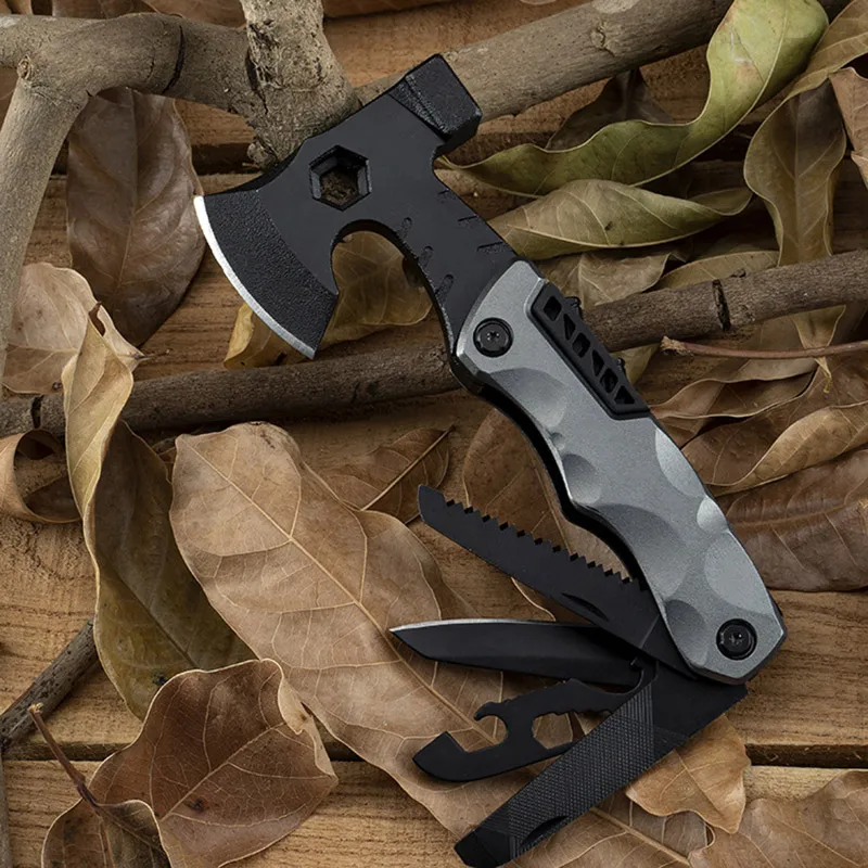 Outdoor Portable EDC Multifunctional Axe Hammer Folding Combination Tool Camping Vehicle Emergency Window Breaking Survival Tool