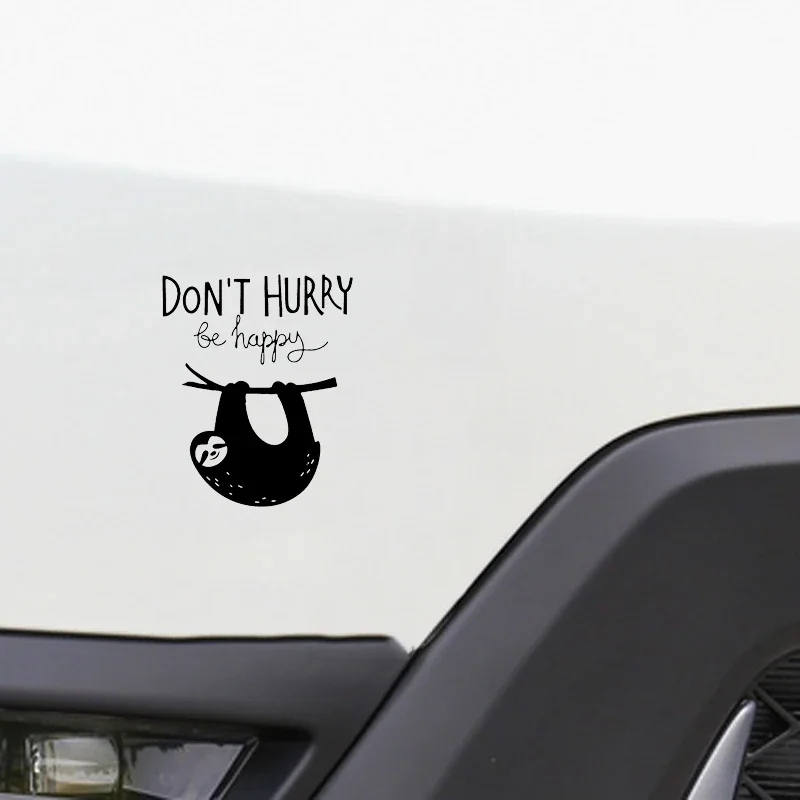 Car Sticker Sloth Don't Hurry Be Happy Vinyl Decal Cute and Interesting Fashion Sticker Decals Car Accessories,16CM*13CM