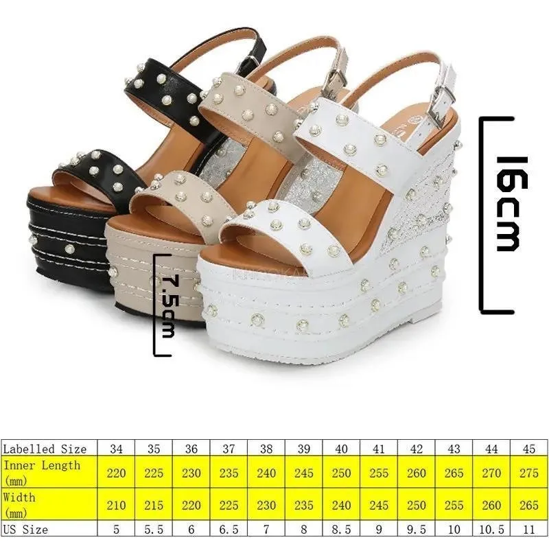 16 سنتيمتر سوبر عالية الكعب منصة صندل خشبي أحذية الصيف النساء حجر الراين المفتوحة تو أحذية الشاطئ مضخات الشرائح أحذية الصيف