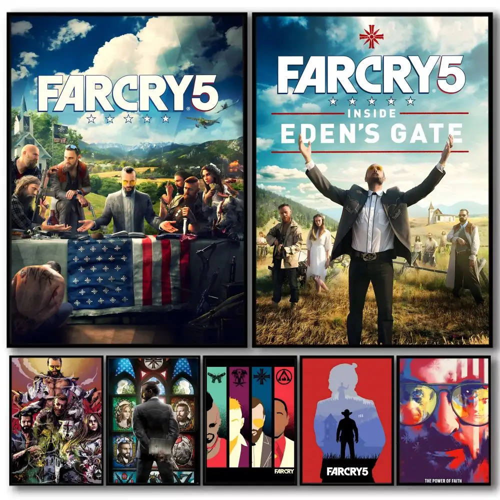 

Good Game Of F-Far Cry Five Painting Calligraphy High-Quality Cotton Canvas Poster Wall Art for Living Room Coffee House Decor