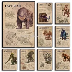 D&D Monster Manual Movie Game Dungeons & Dragons Posters and Prints Canvas Printing Wall Art Picture for Gaming Room Decor Gift