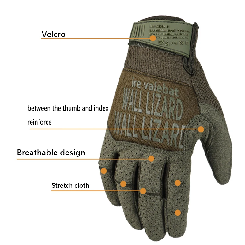 Outdoor tactical gloves breathable five-finger non-slip wear-resistant cycling gloves multi-functional protective gloves