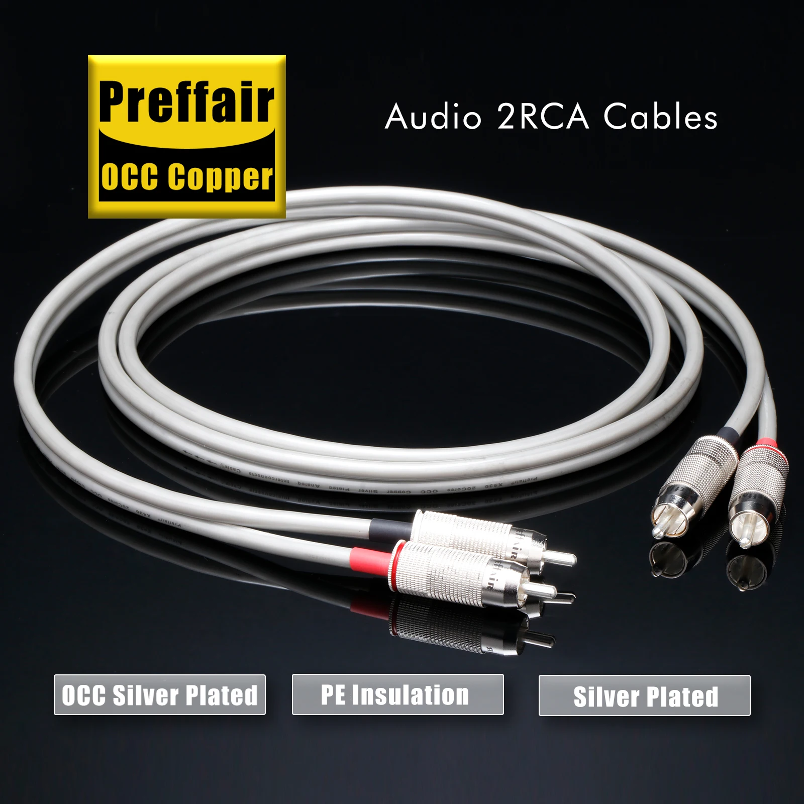 

Preffair X436 20cores Stand RCA Cable OCC Silver Fever Interconnect Cable Single Audio Extension Cord Audio Video Wire