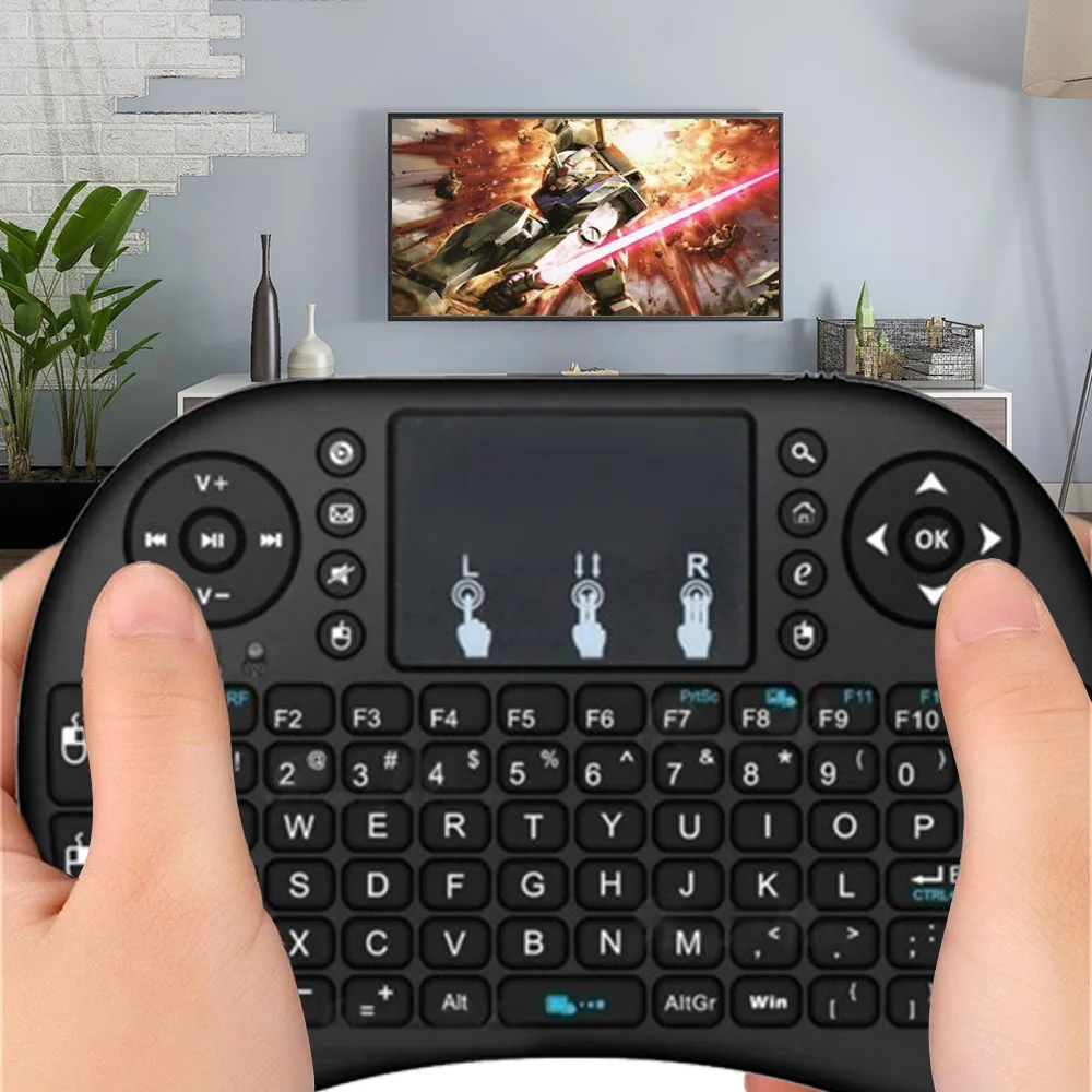 i8 2.4G لوحة المفاتيح اللاسلكية مع لوحة اللمس الإنجليزية لوحة المفاتيح الصغيرة Air Mouse لوحة المفاتيح المحمولة لأجهزة الكمبيوتر المحمول أندرويد TV BOX العارض