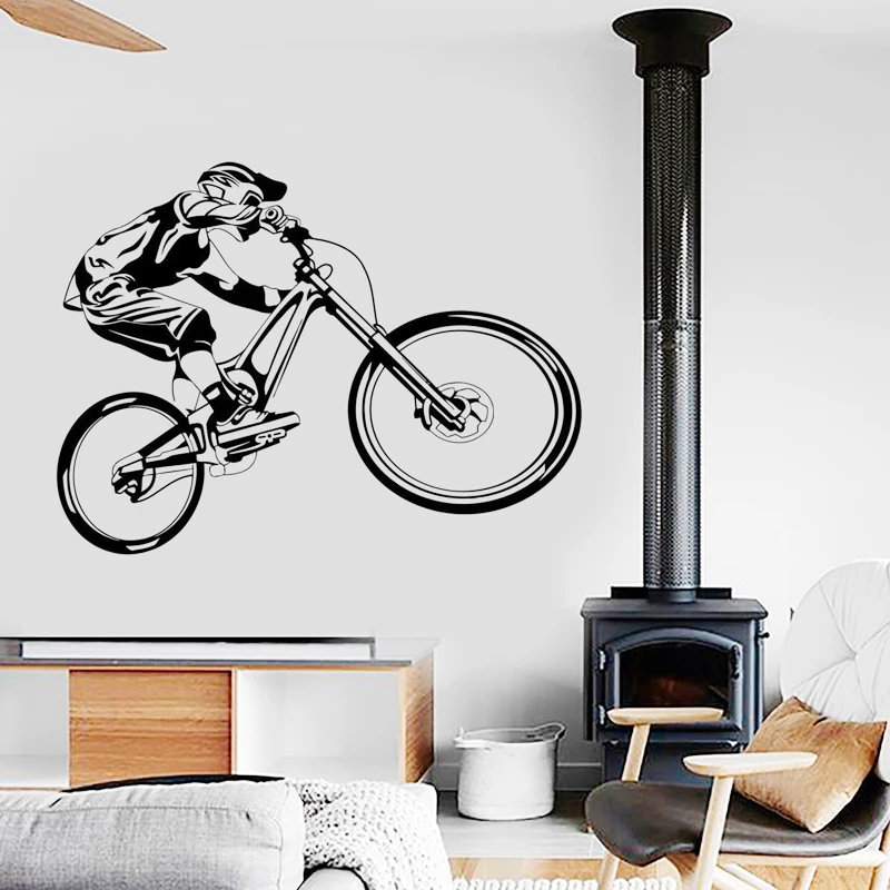 

T237# Wall Sticker Mountain Bike Extreme Sports Biking Bicycle For Motocross Modern Garage Home Decor