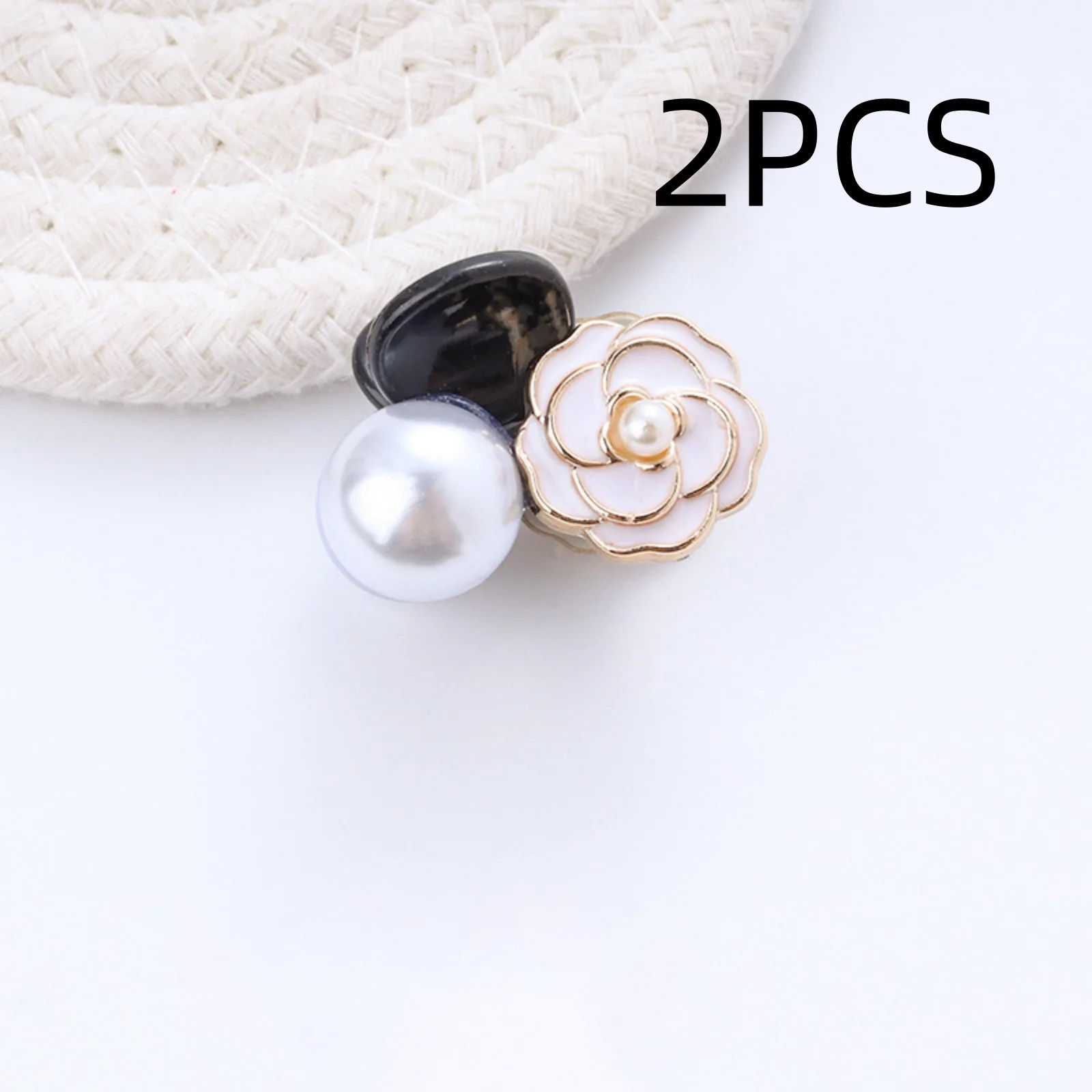2 Stück Kamelien-Perlen-Haarspangen für Damen, elegantes Haarspangen-Set mit Blumenmuster, modisches Haar-Accessoire für den Alltag und Partys – Detail 3