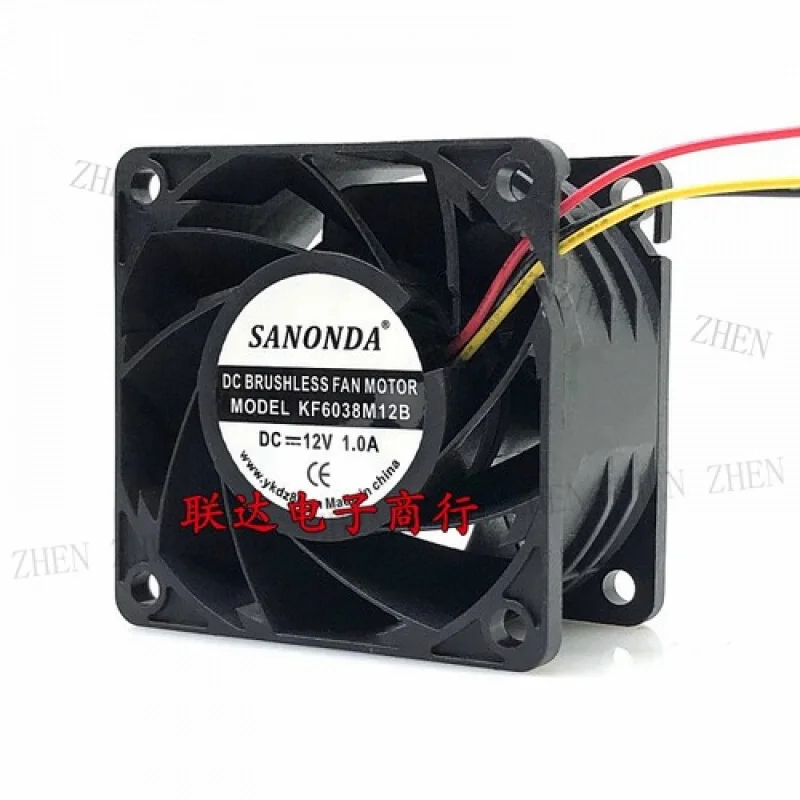Y 1 Pc. New for KF6038M12B DC12V 1.0A 6038 6CM 3-wire cooling fan