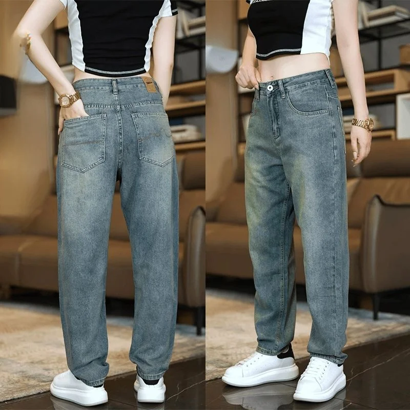 

Мужские джинсы в стиле ретро-американский кэжуал, свободного кроя, модель «Харлан», укороченные (9/10 длины), модные, городские, молодежные, из хлопка, универсальные