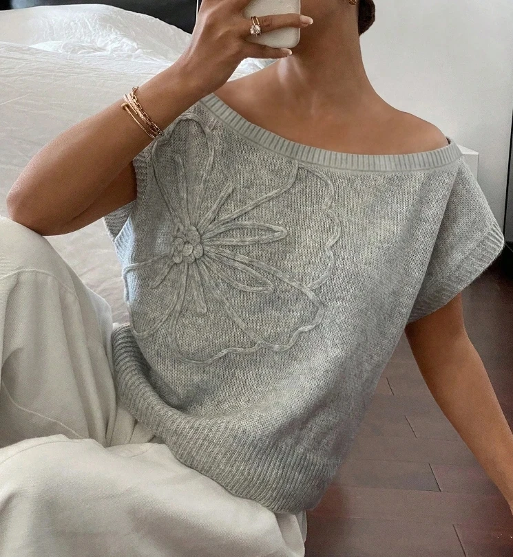 

Vacation Summer Short Sleeve Sweater for Women's Clothing 2025 Basic Style New Fashion Female Casual Loose Street Trendy T-Shirt