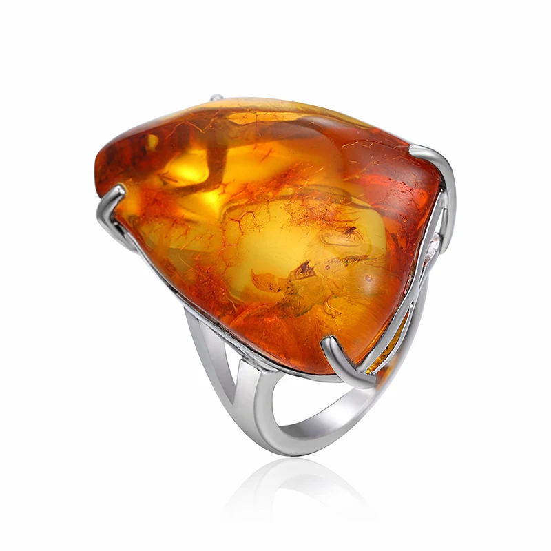 2022 New Arrival ​Natural Precious Amber Ring 925 Sterling Silver Jewelry Gifts Crystal Luxury Ring Temperament Retro Ring