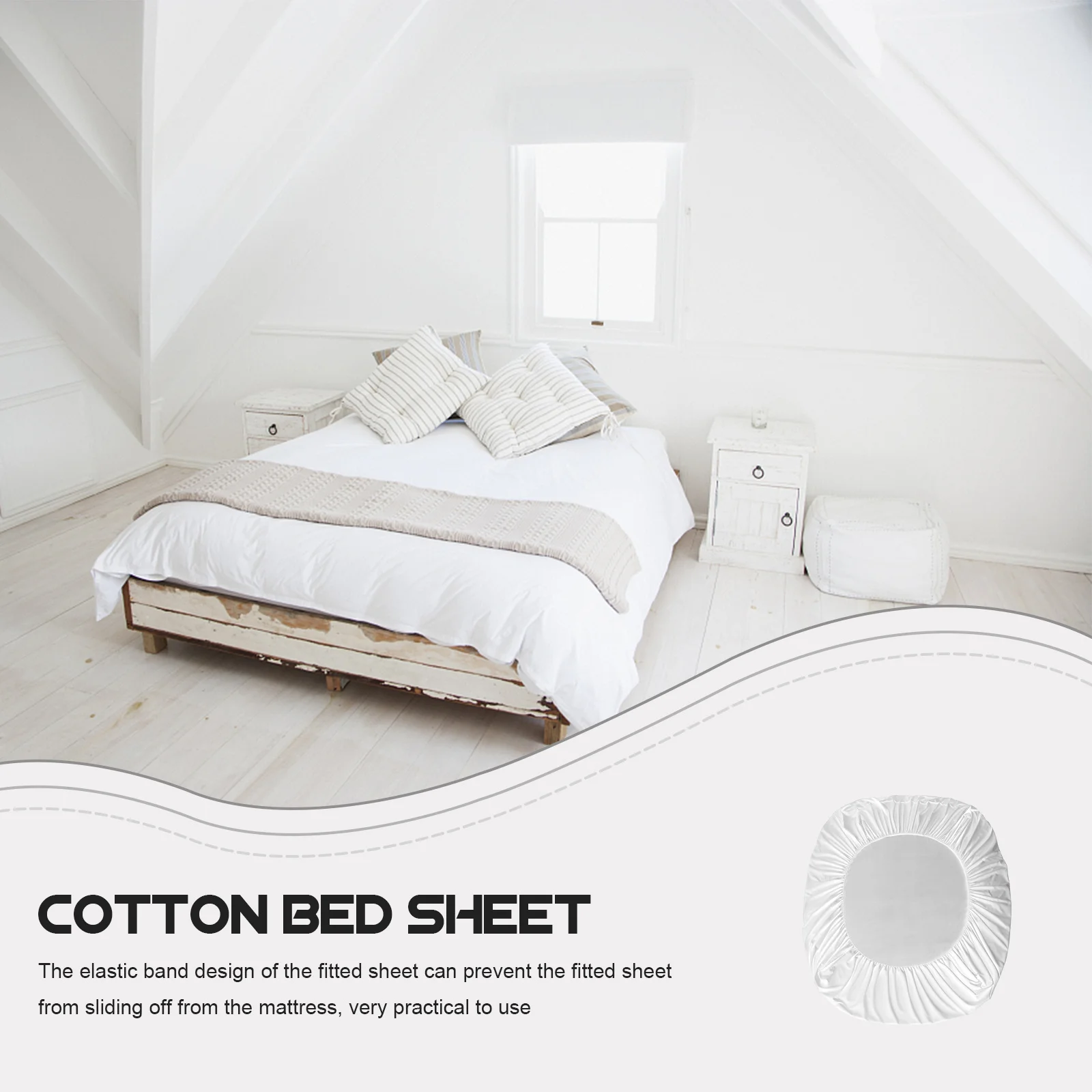 

Premium Cotton Fitted Sheet 120X200cm Twin Bed Mattress Protector Home Hotel Use Breathable Bed Sheet Soft Comfort