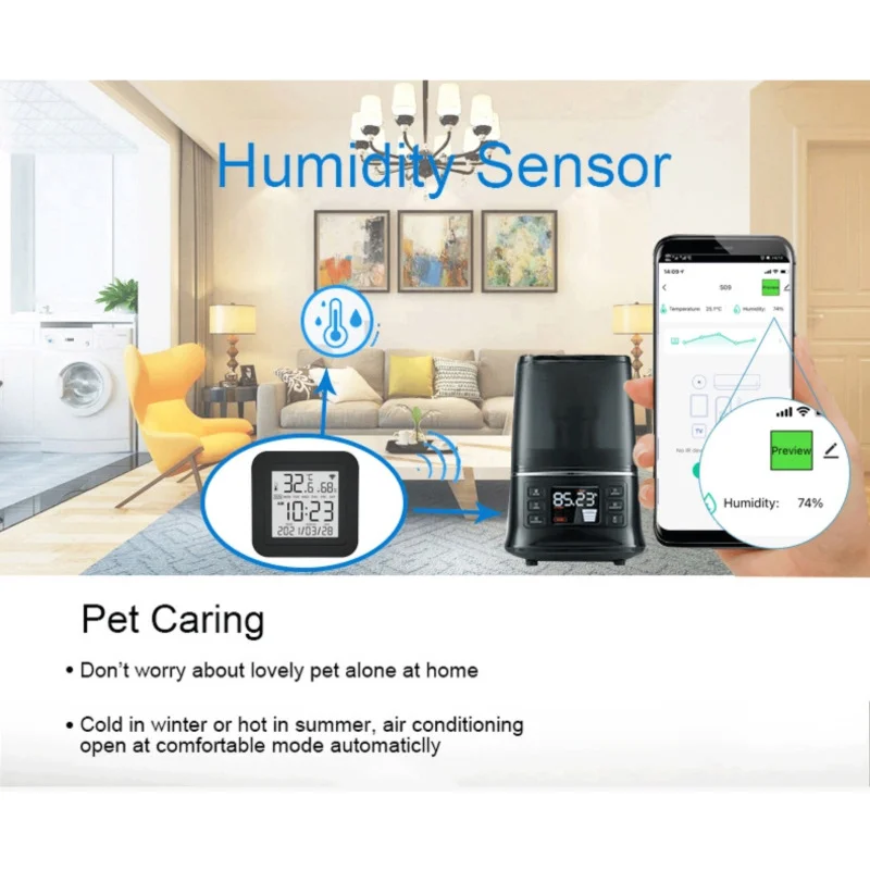 Controle de voz ir remoto universal + temperatura e umidade tela lcd tuya wifi aplicativo inteligente controlador infravermelho