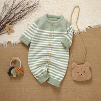 Baby Rompers Long Sleeve Knitted Autumn Winter Casual Newborn Boy Girl Stripes Jumpsuits Playsuits 0-18m Infant Outwear Overalls
