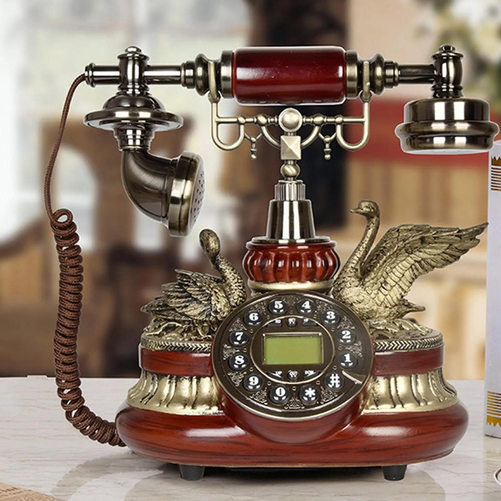 Vintage Style Phone Props Classic Corded Phone for Office Housewarming Home