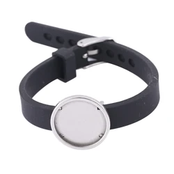 2pcs Black Flat Rubber Band Bracelet Base Blanks Fit 20mm Cabochon Bracelets Bezel Settings Stainless Steel For Jewelry Making
