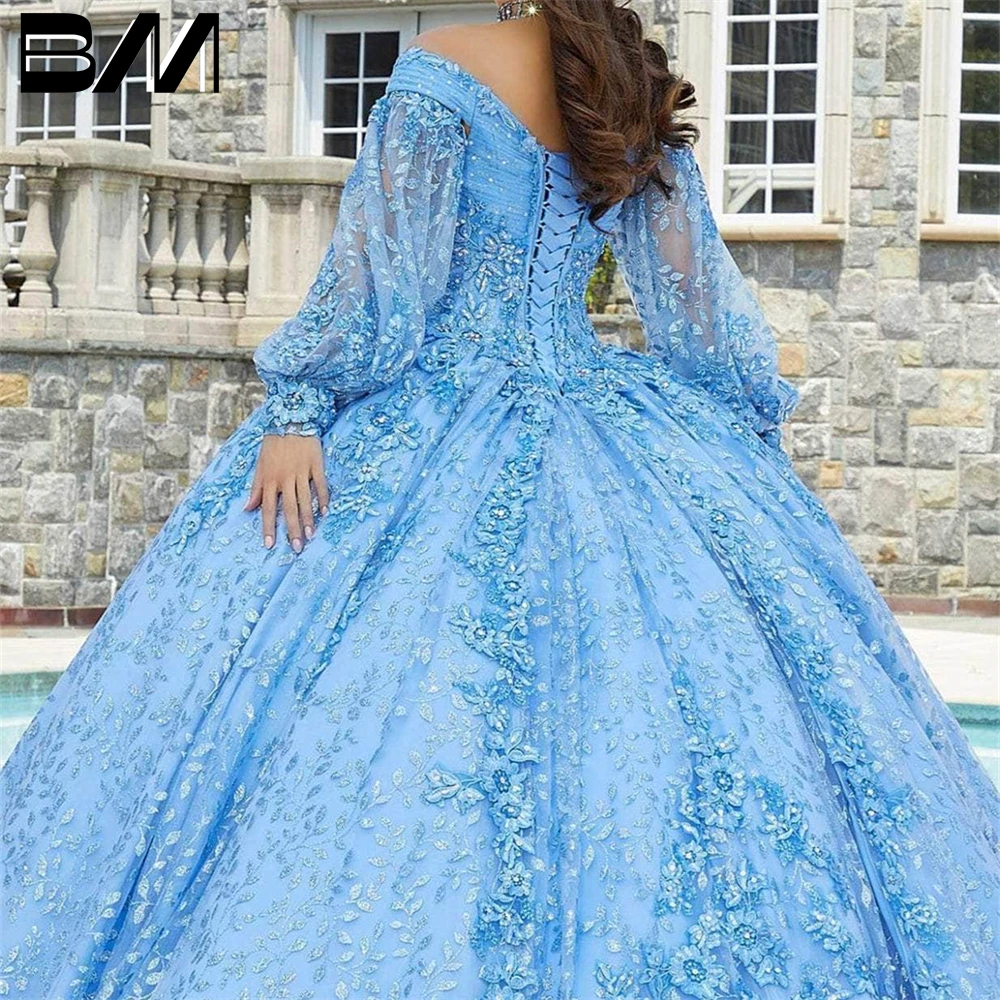 BRLMALL-vestido de baile frisado, manga bispo, vestido quinceanera, vestidos de cocktail, baile, 15, 2024