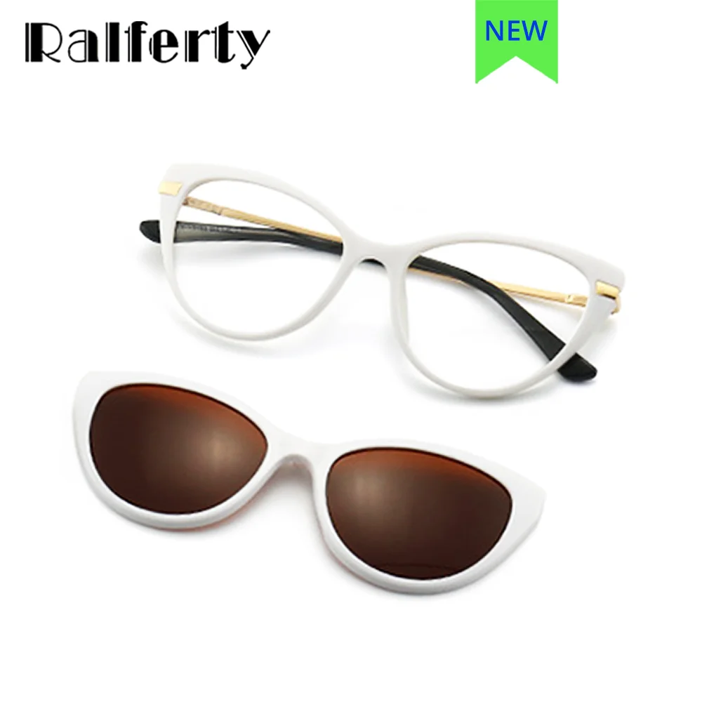 

Ralferty Trend 2 в 1, солнцезащитные очки «кошачий глаз», женские очки с магнитными зажимами, винтажные очки для женщин, zonnebril dames