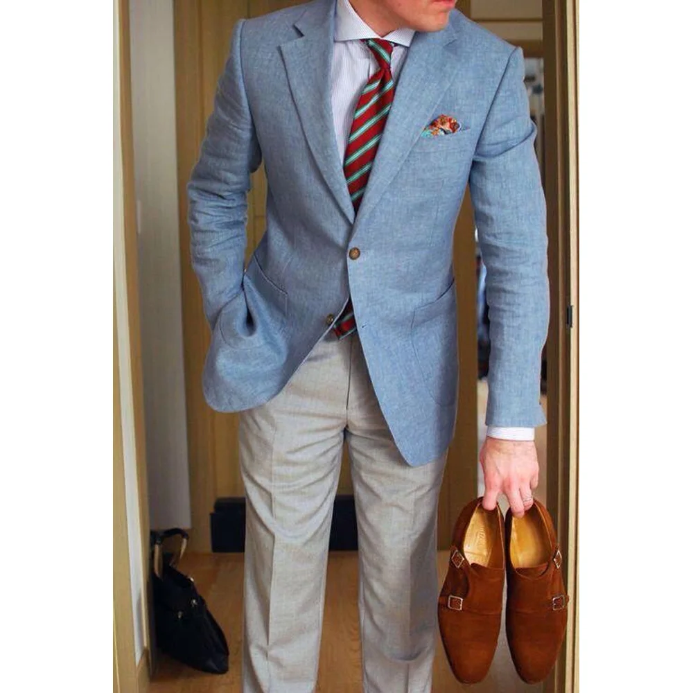 

Casual Suit Jackets Lightweight Men's Jacket Man Jackets High Quality Notch Lapel Single-breasted Linen Fabric Urban Blazers