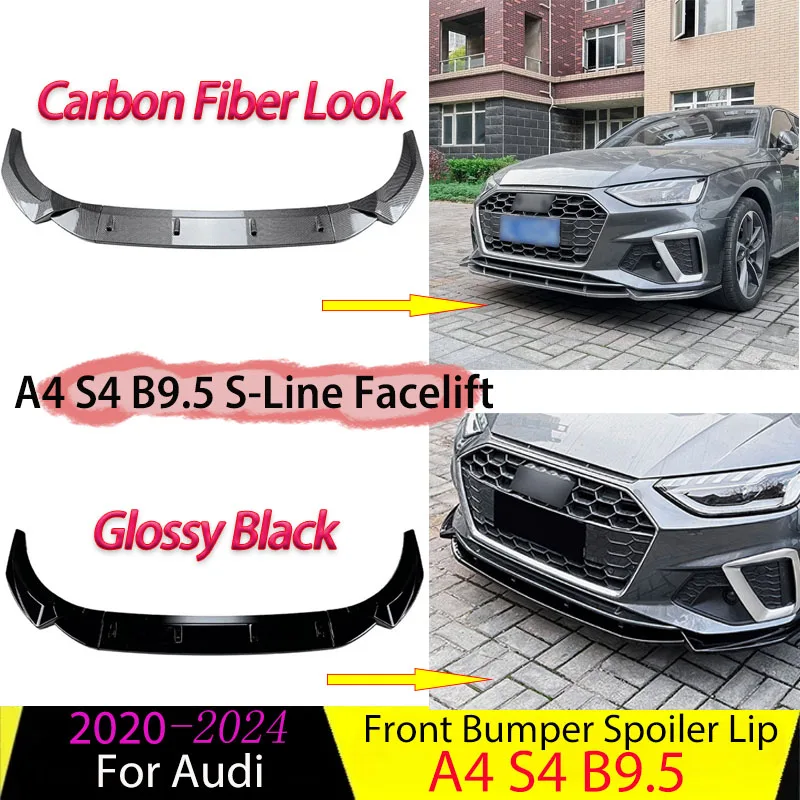 

Для Audi A4 S4 B9.5 S-Line Facelift 2020-2024 Автомобильный передний бампер, спойлер, подбородок, сплиттер, диффузор, передние лезвия, комплекты кузова, защита