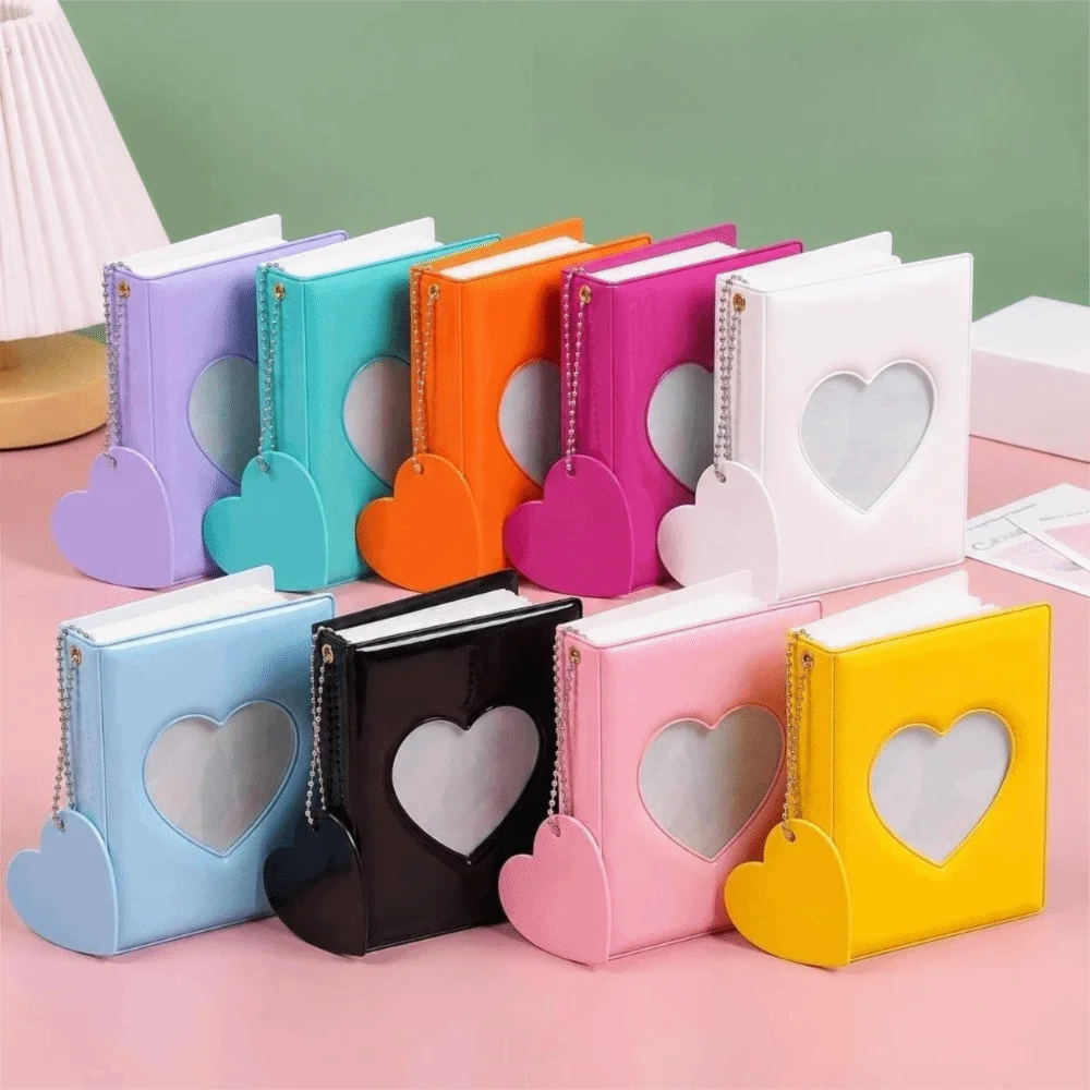 Waterproof 3 Inch 40/64 Slot Photo Album Macaron Heart Cutout Card Book Chain Decor Card Holder Instax Collect