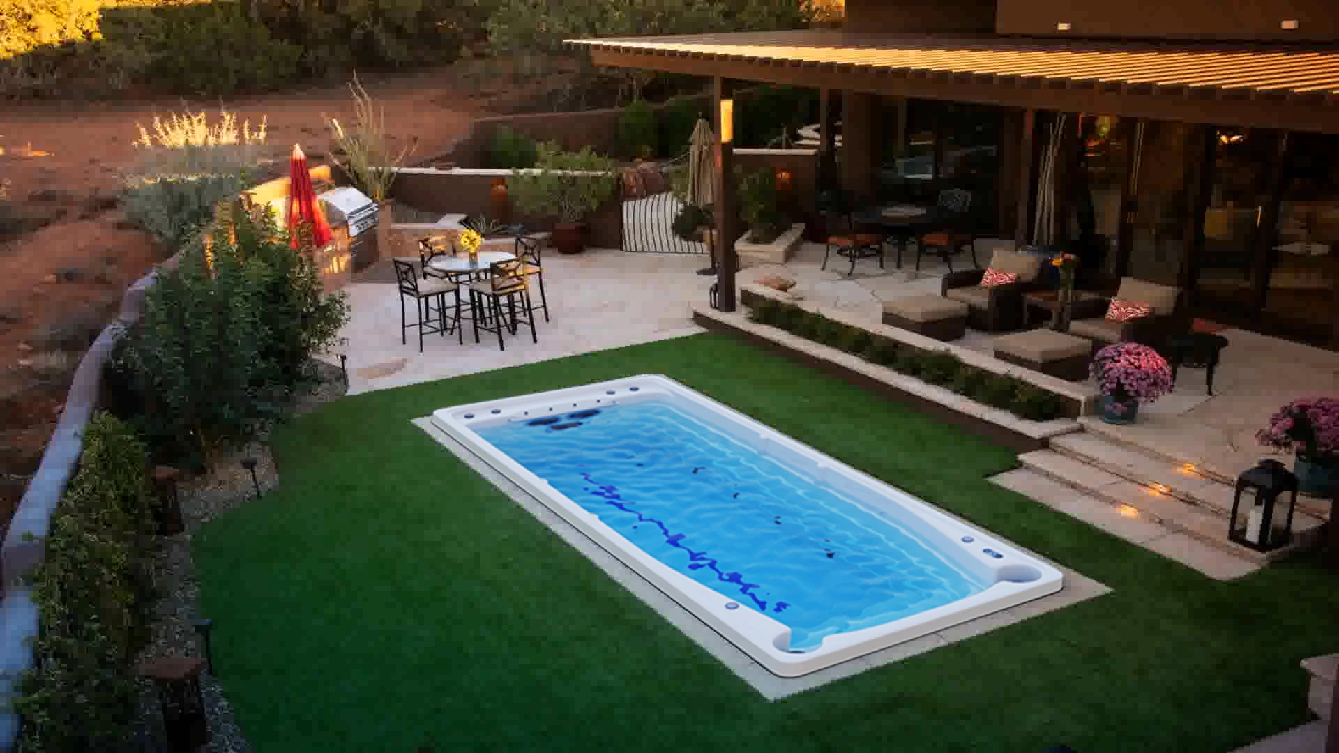 ปรับแต่งสระว่ายน้ํากลางแจ้ง 4 M อะคริลิคโอโซน Balboa ระบบควบคุมผู้ใหญ่ Hydro นวดสปา Endless สระว่ายน้ําว่ายน้ํา