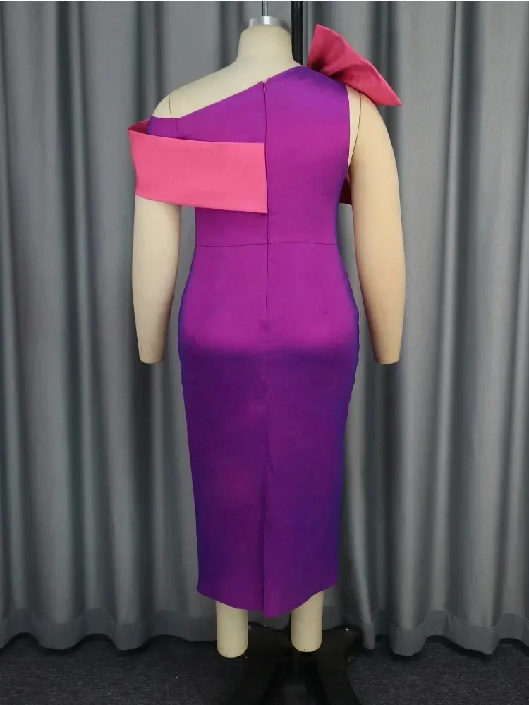 Seksowna fioletowa nowa suknia wieczorowa 2025 elegancka kokarda z odkrytymi ramionami unikalna konstrukcja łączenie zamek wyszczuplający Maxi sukienki koktajlowe