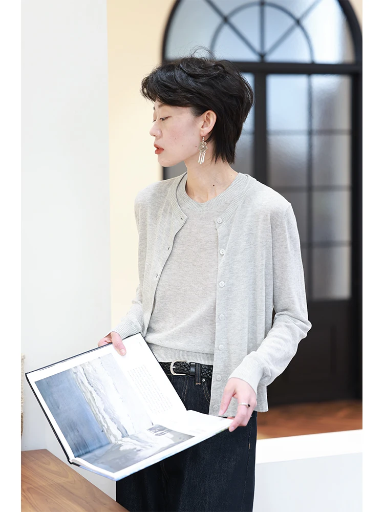 

Женский вязаный круглый жилет, кардиган, тонкий жилет, весна-лето, новый многослойный топ для поездок на работу, повседневная удобная свободная посадка