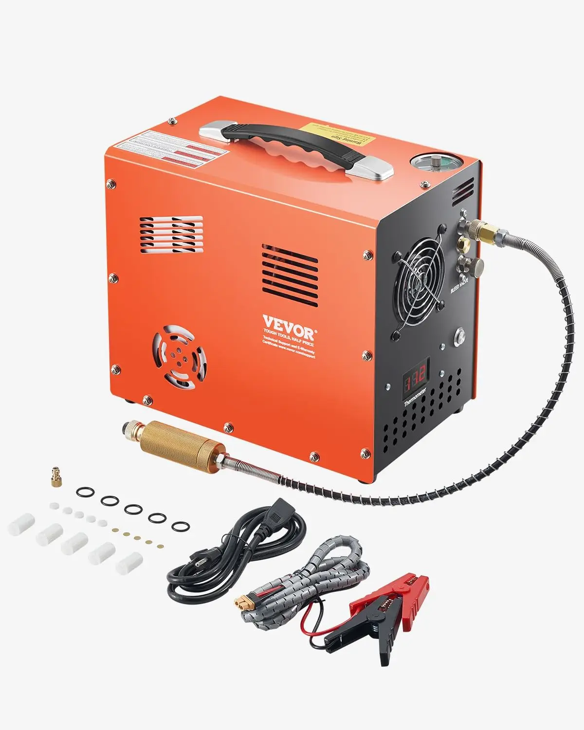 PCP Air Compressor, 4500PSI/30Mpa PCP Airgun Compressor with Built-in Converter & Fan Cooling System, Auto Stop DC12V/AC120V Por