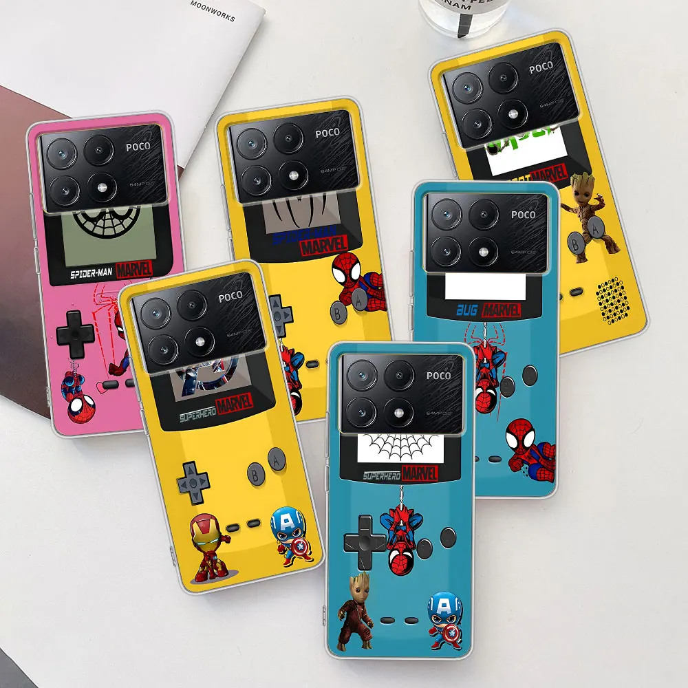 Marvel Super Hero Retro Gaming Console Case for Xiaomi Poco X3 F4 GT X6 F1 F3 M5 M3 M5s X4 NFC X5 F5 M4 F2 Pro TPU Phone Cover