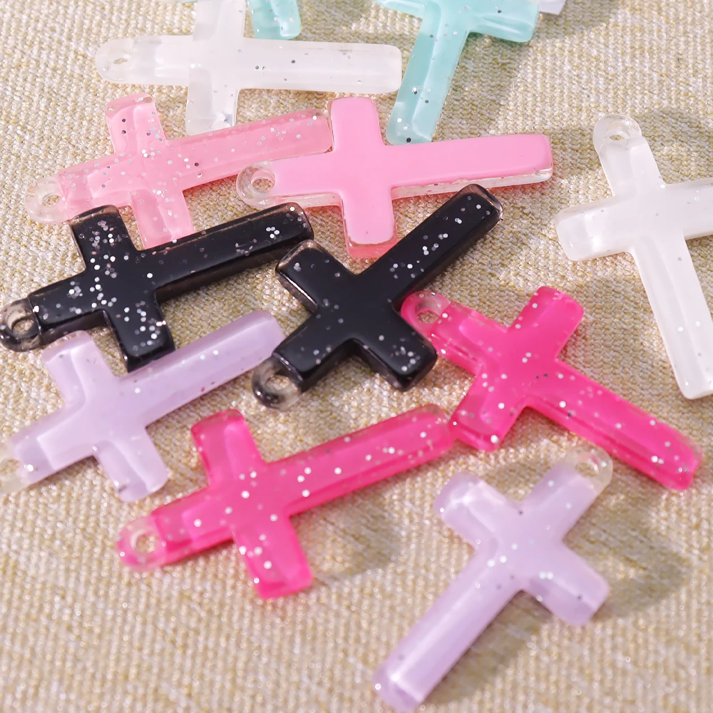 6pcs DIY earring pendant Flatback resin cross charms Jewelry necklace pendant for earrings diy Keychain parts view 5