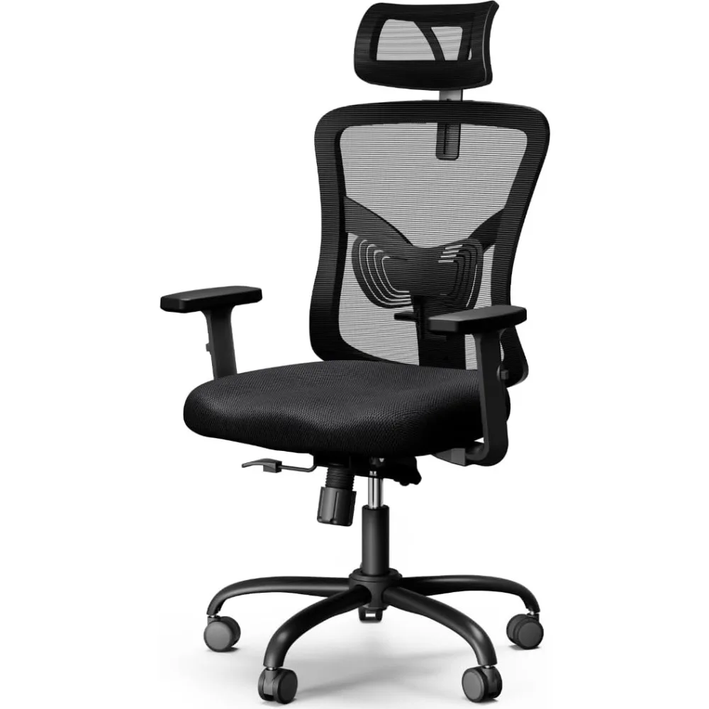 

Ergonomic Office Chair, Desk Chair with 2'' Adjustable Lumbar Support, Headrest, 2D Armrest, Office Chair Backrest 135