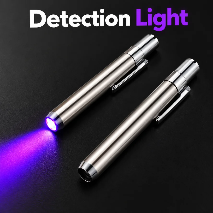 Stainless Steel UV Pen Light 365nm 395nm Portable Ultraviolet Detection Lamp AAA Battery Powered for Money Counterfeit Detection