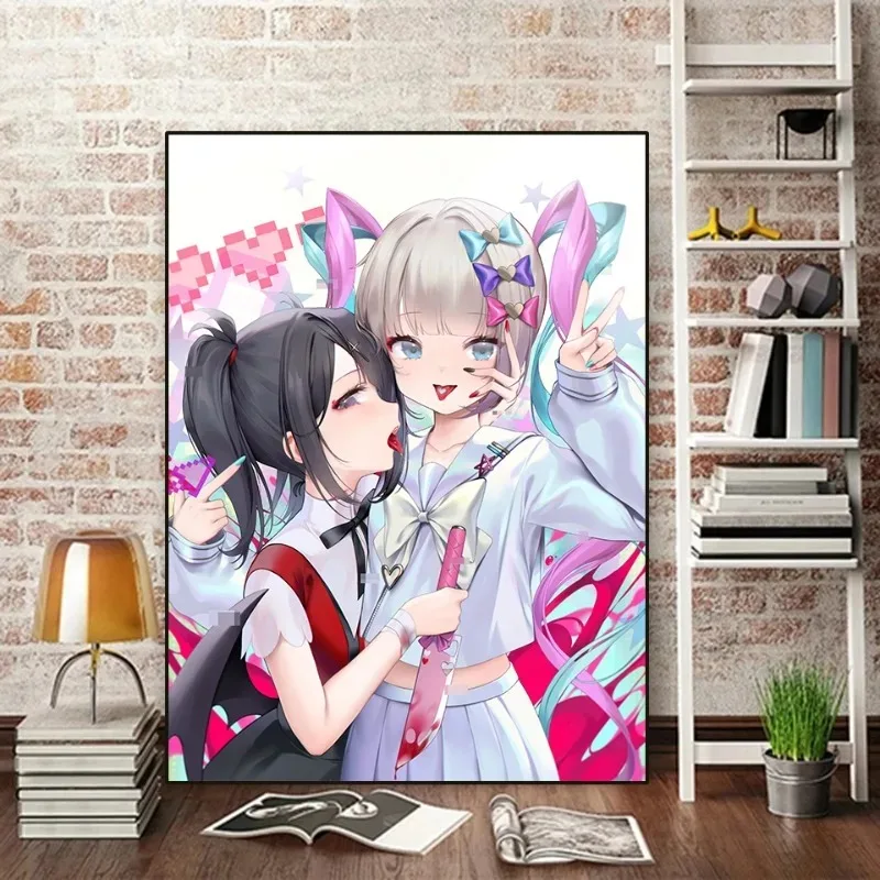 ملصق لعبة أنيمي جيرل كبير الحجم ، لوحة قماشية ، طباعة ، فن جداري ، صورة لغرفة المعيشة ، ديكور المنزل ، حلو ، لطيف ، كرتون ، أنيمي