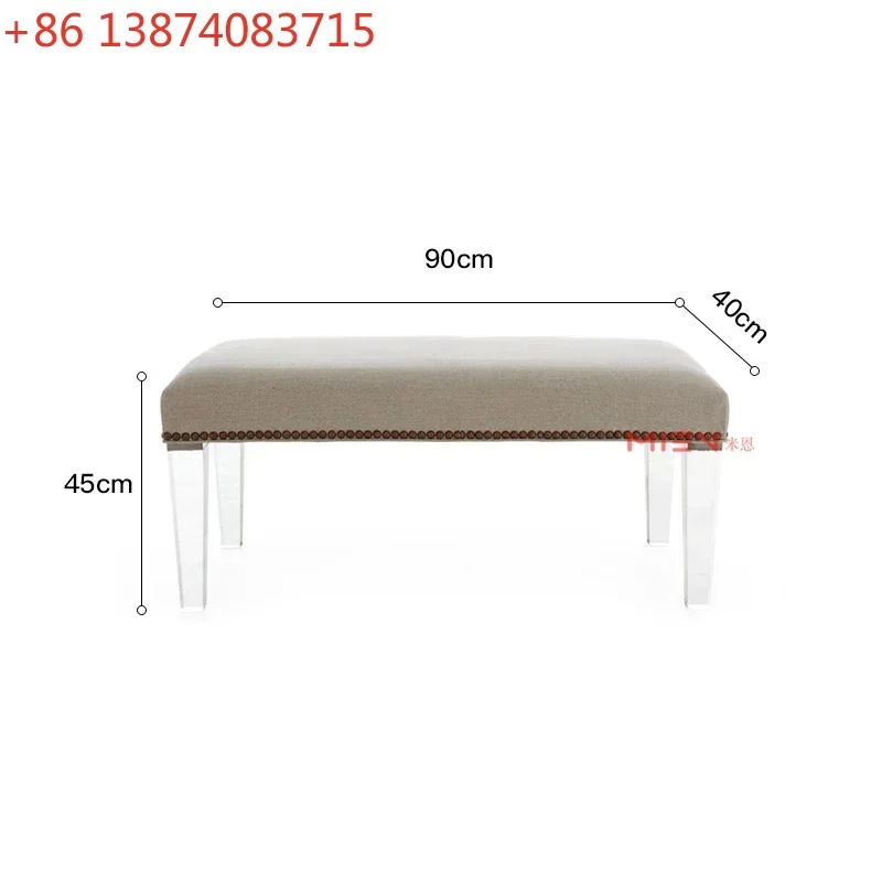 Exquisite Piano Bench Acrylic Feet Bed End Stool Shoe Changing Stool Transparent Leg Bench Linen Fabric Organic Glass Feet