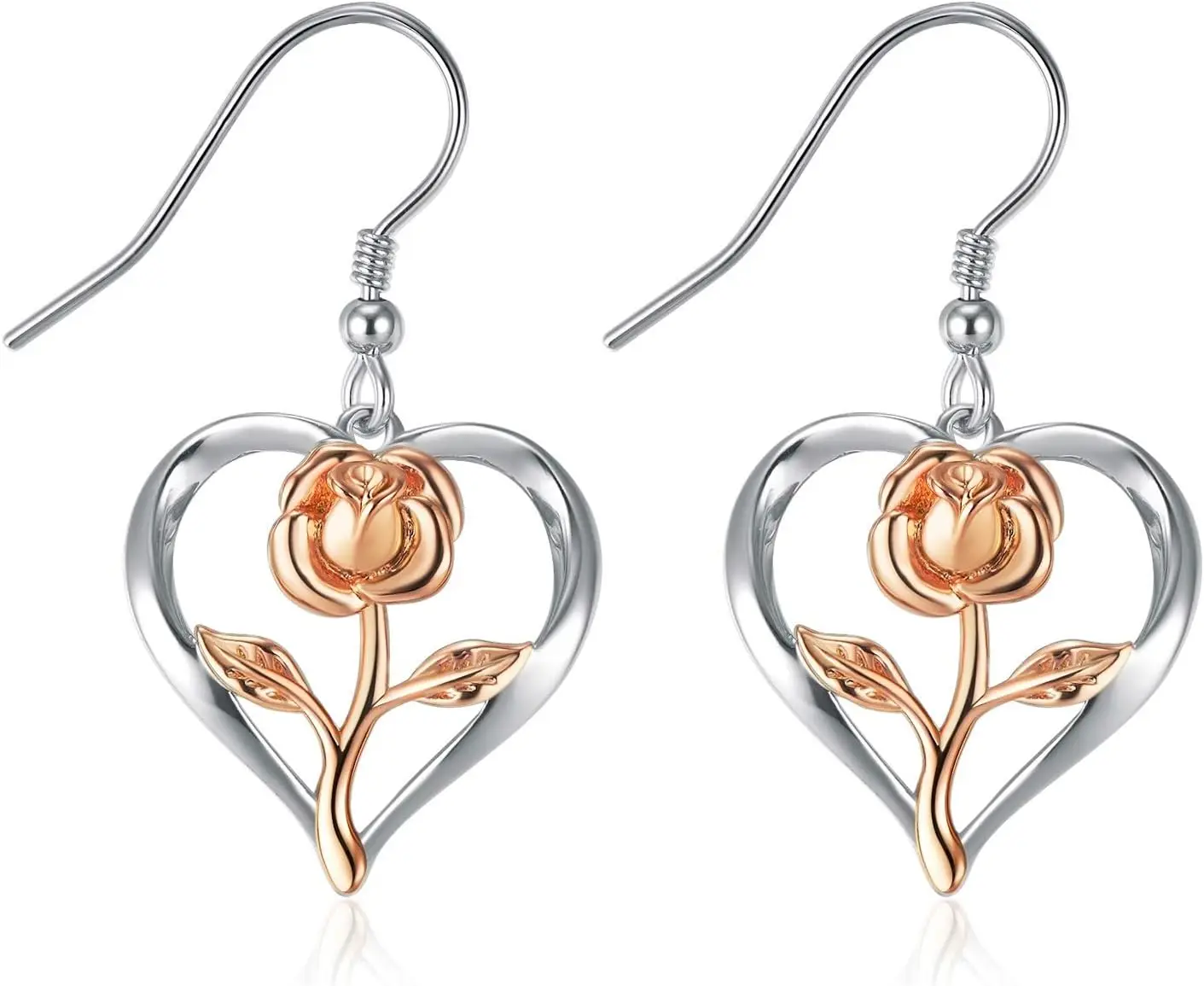 Mother's Day Sunflower Earrings for Women Girls, Rose Earring Dangle, 925 Sterling Silver Dangle Drop Earrings, Unique Heart Earrings Gifts for Mom Wife Girlfriend on Birthday, Mother's Day, Christmas