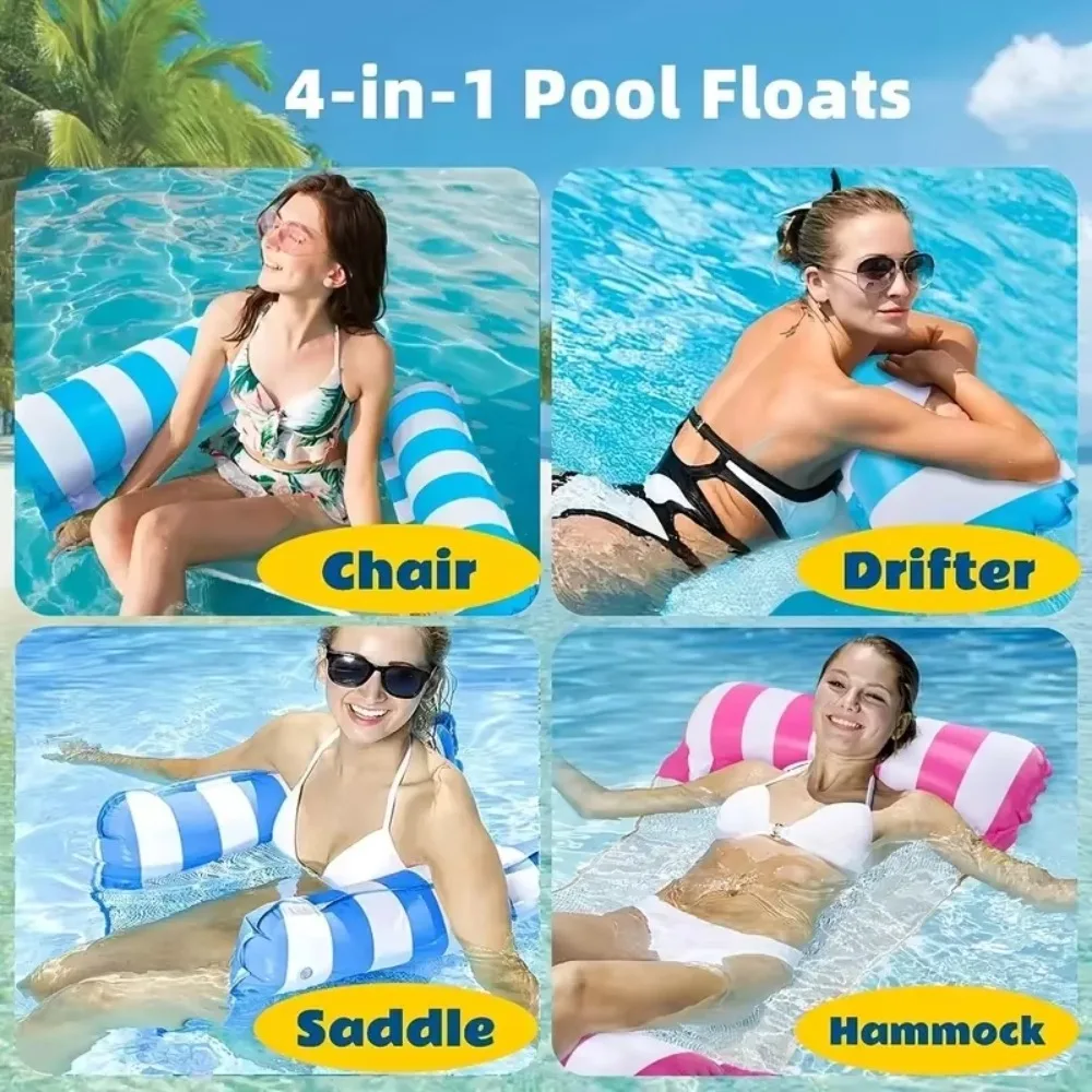 Schwimmen Wasser Sofa Aufblasbare Hängematte Schwimmende Matte für Erwachsene Schwimmbad Liegen Betten Faltbare Gestreifte Party Zubehör