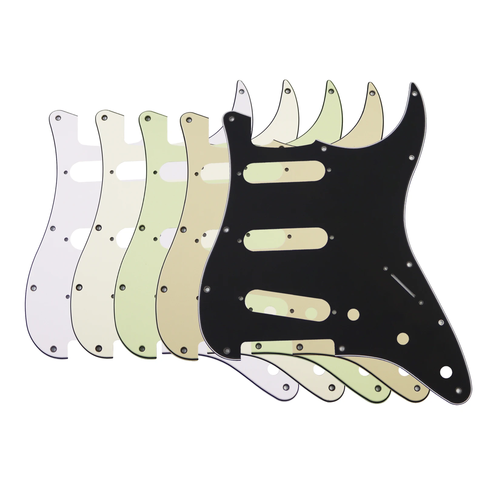 PHRILM SSS11hole ST Electric Guitar Guard 3-Layer StPickguard with Aluminum Foil Shield Fits American Mexican Standard ST