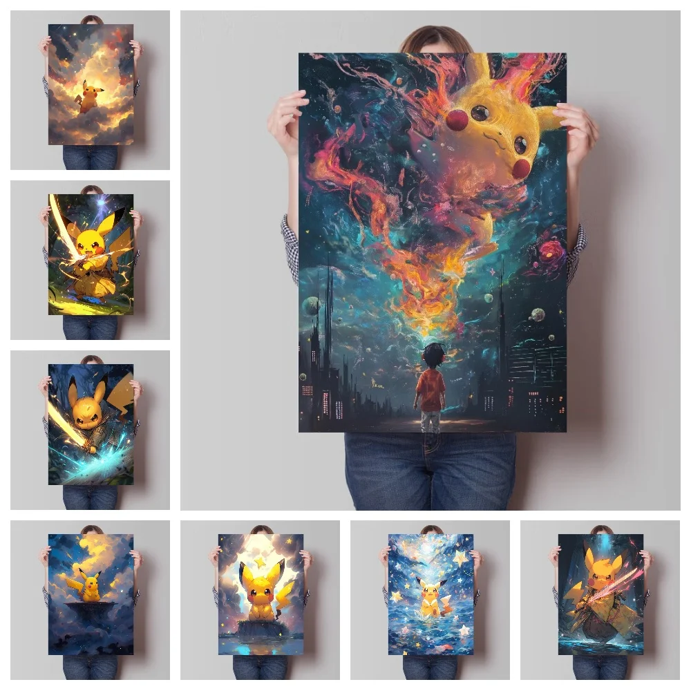 

Pokemon Van Gogh Style Pikachu Mewtwo Canva Painting Wall Decorative Posters and Prints Living Decorate Picture Art Room Picture