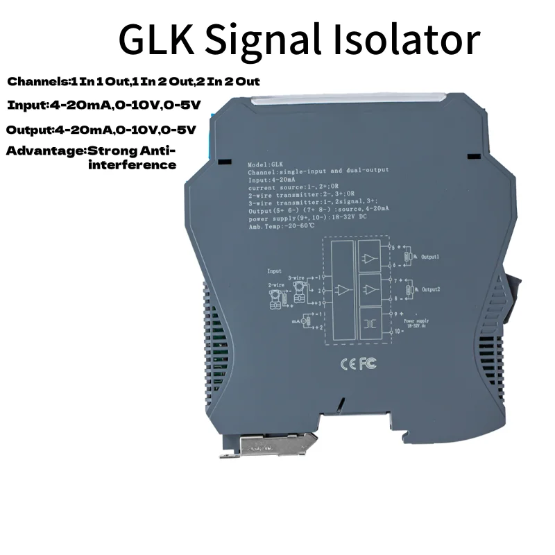 Gerador de sinal analógico dc 24v 1-5v, alta linearidade 4-20ma a 0-10v, isolamento inteligente, distrobution, isolador de sinal analógico